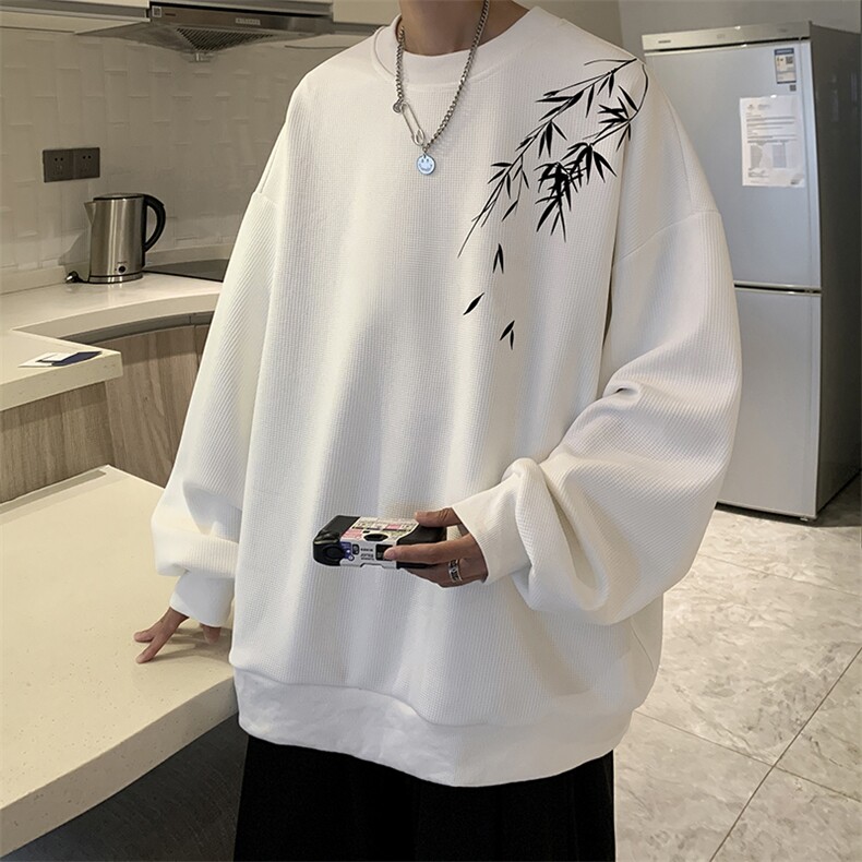 5XL华夫格卫衣男大码胖子圆领长袖t恤HW76382-P30加绒款-P40,男装卫衣,电商A040