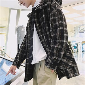 【】A003-HF011-P50冬装经典格子大衣时尚男装 港仔图片