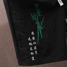 风大刺绣短裤男中式休闲百搭五分裤沙滩裤XZ310B-3-DK1903-P27，男装牛仔裤，星座310B-3