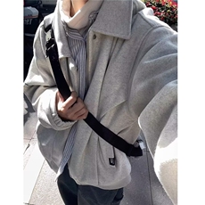 常规单件单排扣宽松型口袋百搭秋冬美式复古毛呢翻领夹克长袖简约，男装夹克，星座506A