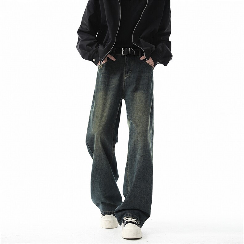 2025无影墙复古蓝宽松直筒阔腿牛仔裤KZ31527P50,男装牛仔裤,电商A247