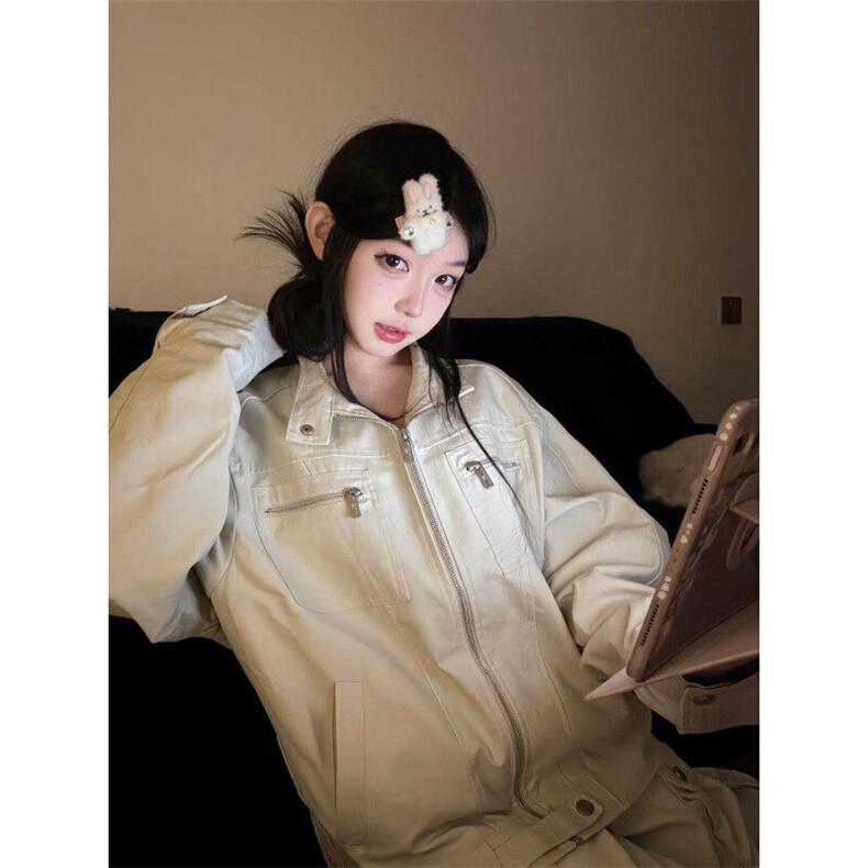 【有货】W6348ZZ-特68美式复古水洗帆布立领休闲夹克外套男女,男装夹克,星座1007（原301D）