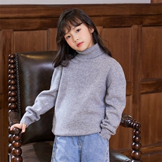 秋冬新款儿童高领羊毛衫保暖舒适简约时尚休闲毛衣，童装儿童羊毛衫，牧皓研