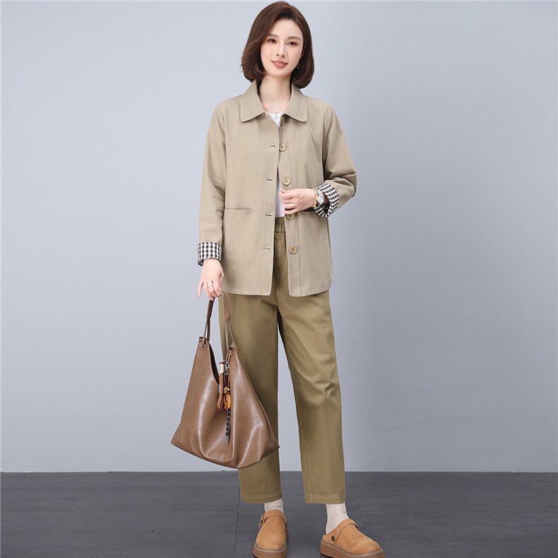 2026春秋季时尚简约大方气质优雅显瘦休闲潮流纯色两件套,女装套装/套裙,独衣靓