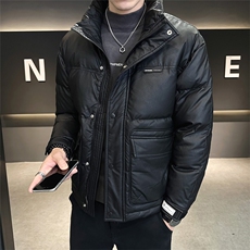 2025冬季新款PU皮羽绒服男白鸭绒外套立领保暖上衣B317/2333/P175，男装羽绒服，电商B317