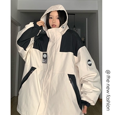 冬款拼接撞色连帽设计中性防泼水加厚保暖滑雪服M35-P125控178，男装棉衣，电商A001