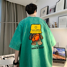韩东大门重磅直播品美式复古蜡染水洗做旧宽松短袖t恤T992P38，男装T恤，电商A486