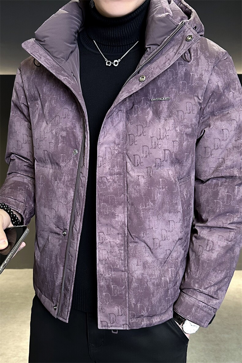 标50绒2025新款面料染彩现代男士连帽羽绒服外套9928P175,男装羽绒服,电商A225