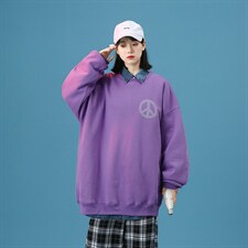 秋季新款潮牌反战标志印花中性风卫衣男女情侣外套WY601P43控58，女装短外套，星座517A-1