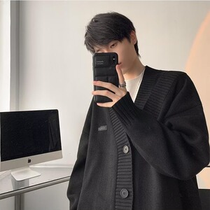 V领设计感开衫毛衣纯色针织开衫春秋毛衣开衫森系日系毛衣外套图片