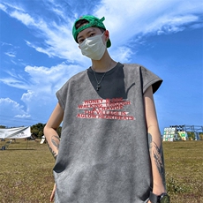 量大优供视频得物直播品230克夏季麂皮绒背心无袖T恤BJ357，男装T恤，电商A486