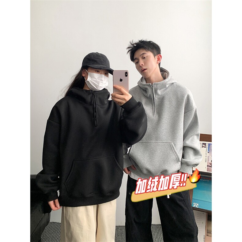 加绒奥粒绒连帽卫衣重磅无帽绳500克拉链硬挺外套男RH5305JR-P59，女装短外套，星座610B-1