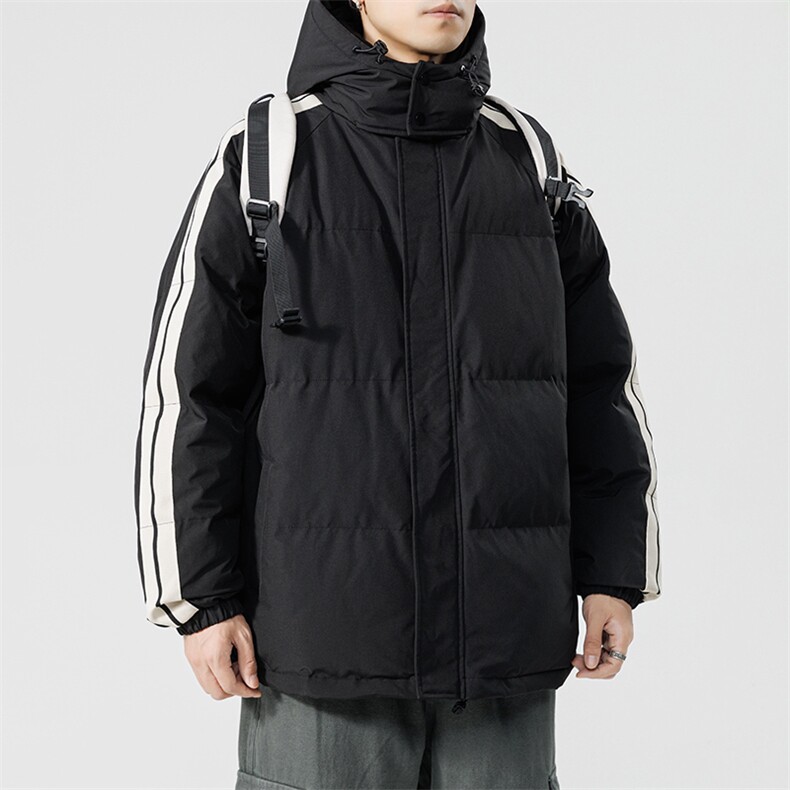 秋冬立领棉衣潮流连帽竖条样式宽松港风情侣棉袄外套MY9303-P95,男装棉衣,电商A128