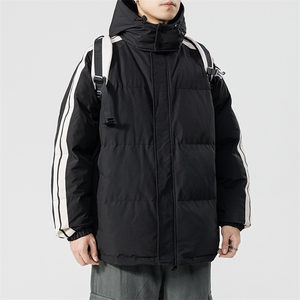 秋冬立领棉衣潮流连帽竖条样式宽松港风情侣棉袄外套MY9303-P95图片