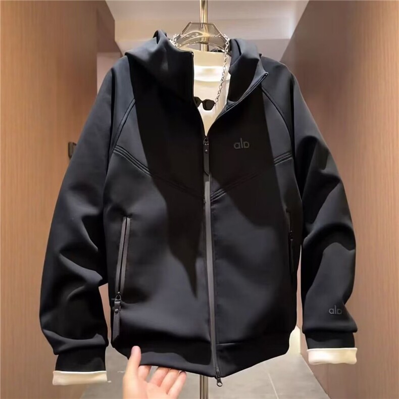 W10805-P55 网图现货 秋冬开衫连帽拉链卫衣外套新款重磅纯色上衣图片