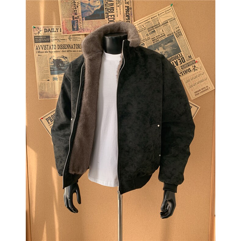 -双色貂毛座山雕PU皮棉衣老钱风加厚冬季外套男装S534-特P98，男装棉衣，电商A233-1