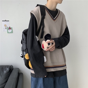 21秋冬 港风针织开衫V领毛衣马甲背心情侣JKDK学院风制服 W09/P55图片