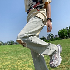 破洞牛仔裤男小直筒B342-K7035-P55直播品质，男装牛仔裤，电商B342