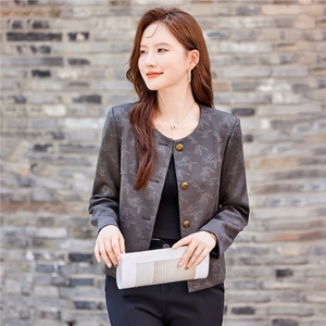 现货2025秋装新款休闲印花气质短款外套小西装女图片