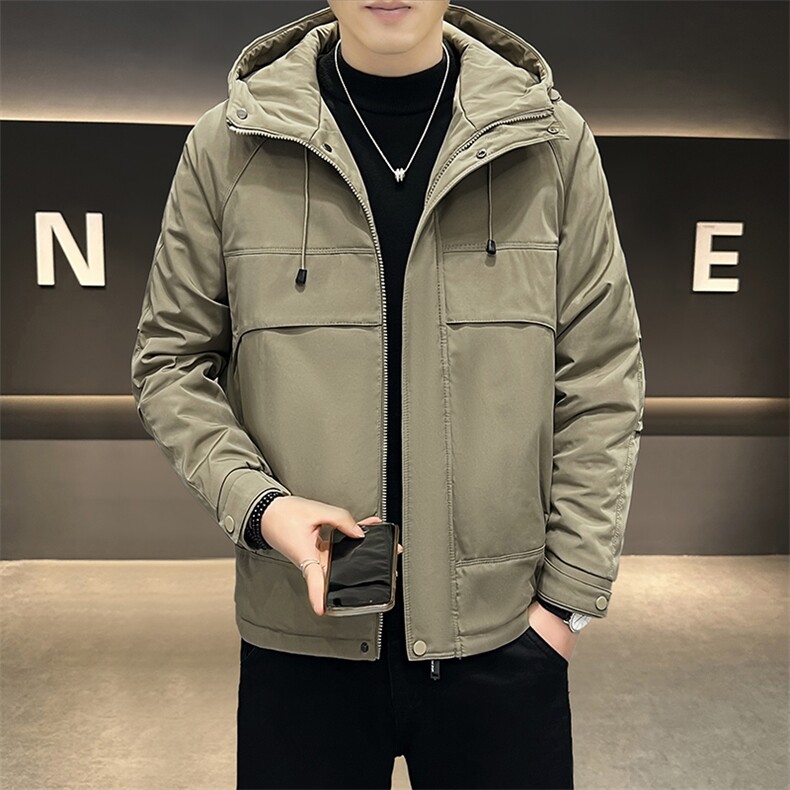 秋冬加棉加厚大码外套男士帅气连帽夹克潮流时尚男棉衣ZY803-P80图片