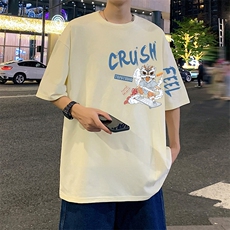 T763P26夏季新品港风高街美式短袖T恤宽松ins重磅纯棉体恤，男装T恤，星座304A
