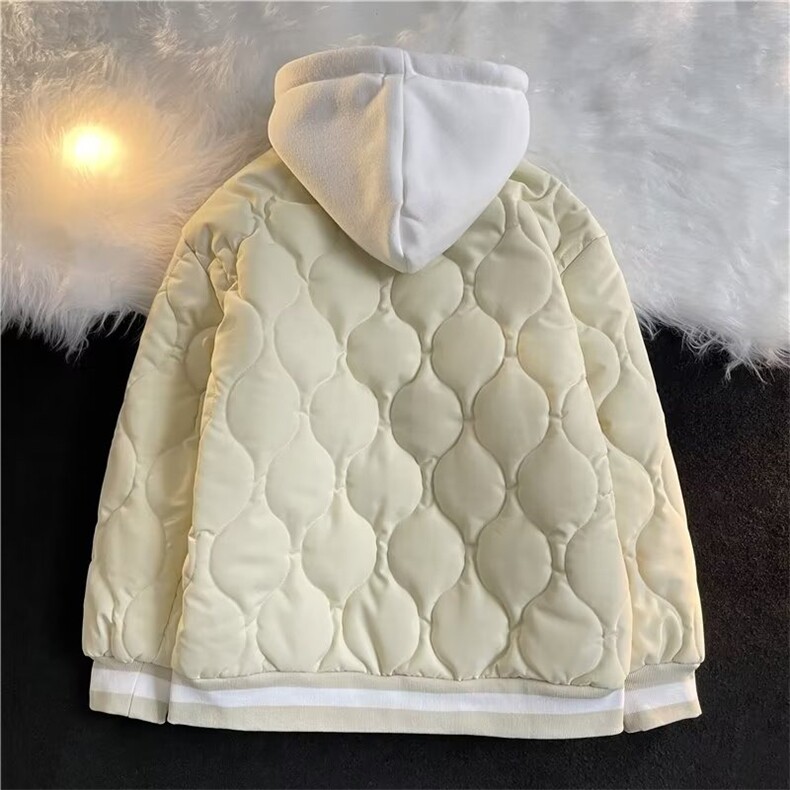 菱形格棉服男款冬季加厚棉衣美式复古棒球服青少年外套冬装棉袄子,男装棉衣,星座506A