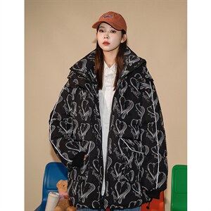 2021冬季港风夜光发亮加厚新款宽松连帽休闲爱心棉服227-989-p138图片