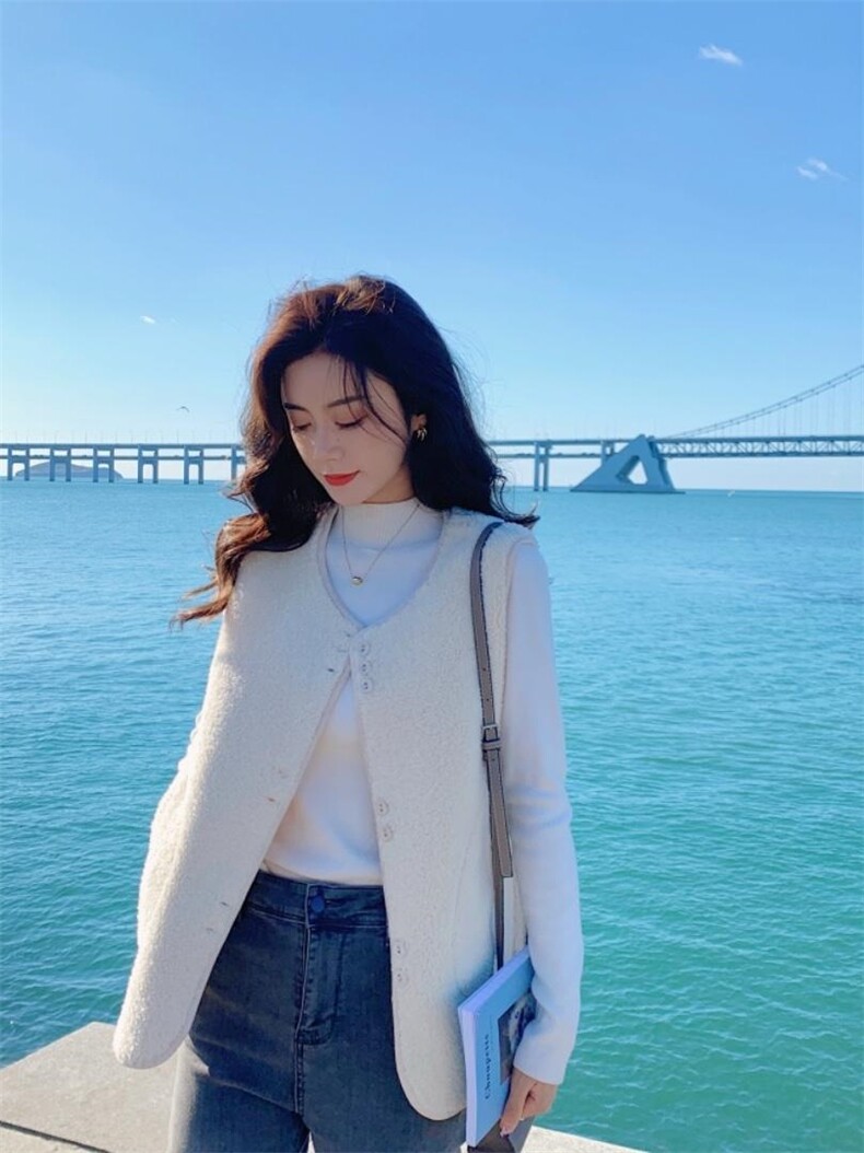 皮毛一体马甲，女装马甲，唯品