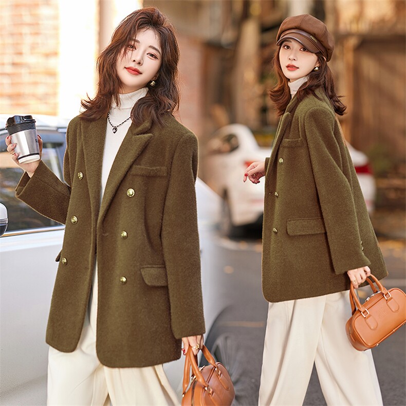 高品质！短款毛呢羽绒服女洋气2024年冬季新款高级感保暖显瘦90绒,女装毛呢外套,韩宇舍