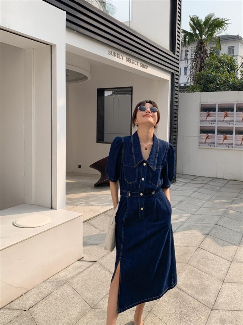 牛仔连衣裙，女装连衣裙，肆尔