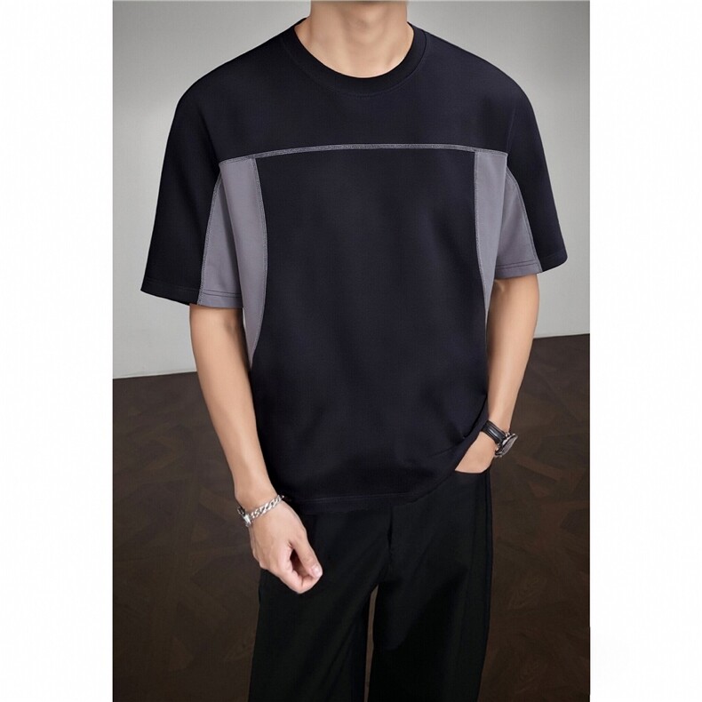 夏季新款潮结构款接拼索罗娜凉感圆领短袖T恤男TX700-P35，男装T恤，电商C310