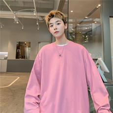 抖音供货2025春装新款纯色长袖T恤打底衫A158-CX888-P16特价，男装T恤，电商A158