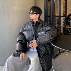 1港风鳄鱼纹棉衣男手塞棉夹克PU皮棉服外套男8507P120控158，男装夹克，星座226-2