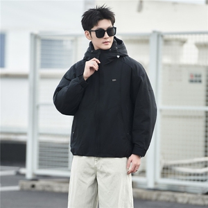 冬季连帽羽绒服男高级感解构拼接青少年流光机能风加厚保暖外套潮图片
