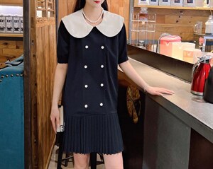 夏季新品 撞色领连衣裙图片