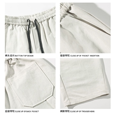 2025春季新款白底大码美式阔腿刺绣直筒裤M-5XHK24777-特P40，男装休闲裤，电商A022