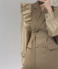 荷叶边西装裙外套，女装西装，驿谷