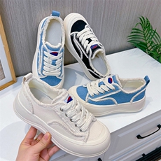 帆布鞋小白鞋女2024春季新款圆头系带休闲鞋时尚百搭学院风女鞋潮，女鞋帆布鞋，电商A223