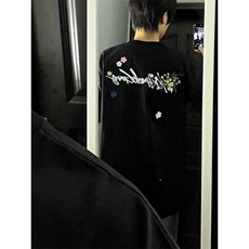 万针全刺绣工艺抖音得物高品质260克重磅纯棉双纱美式高街短袖T恤，男装T恤，电商A486-1