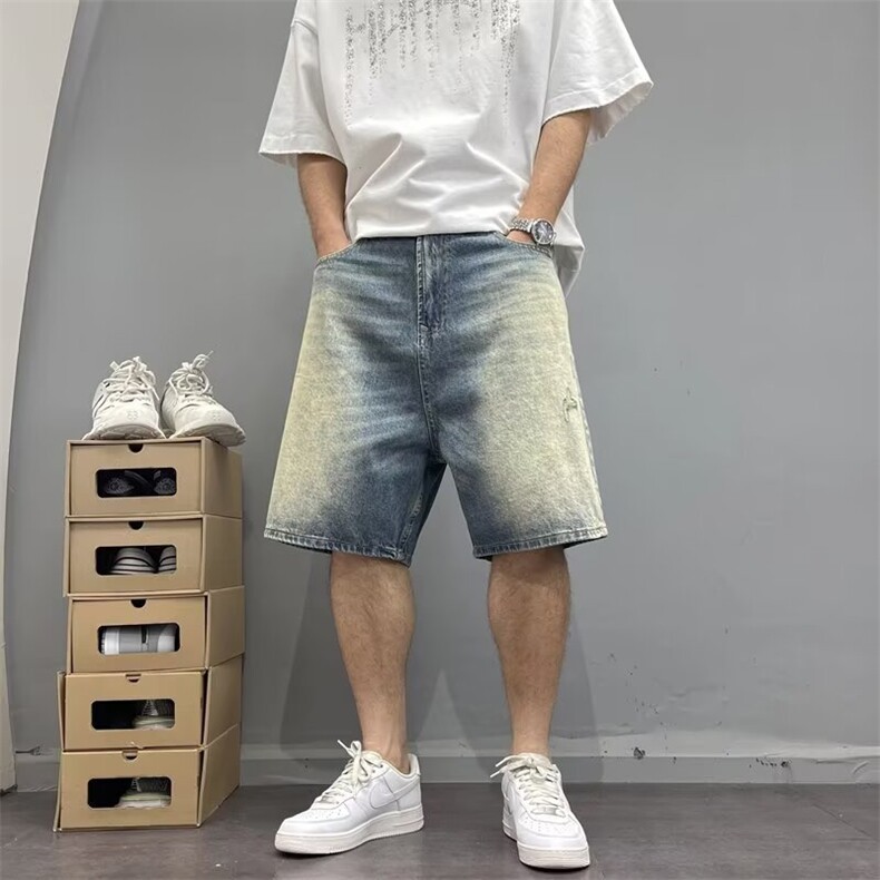 牛仔短裤男士夏季薄款潮牌美式复古休闲潮流五分裤子2025新款中裤图片