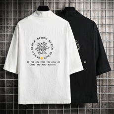 HF59163-P40风汉服男开衫外套七分袖道袍网格挂拍，男装民族服装，电商A040A