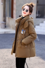 2022冬季新款韩版带帽收身休闲中长款优雅羽绒服外套白鸭绒，女装羽绒服，瑶迪依秀
