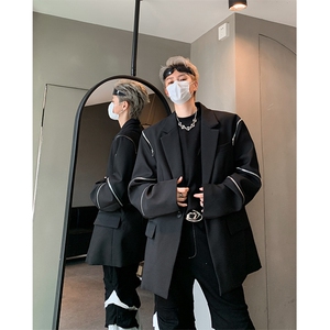 潮牌高级感小西装男秋小众拉链装饰设计感西服XZ514-2-24243-P118图片