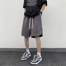 DK100P32港风钢印运动休闲裤美式高街钢印五分裤宽松直，男装牛仔裤，星座1204-3