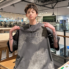 休闲扎染刺绣潮流短袖T桖港风文艺百搭痞帅上衣HY322TP35控58，男装T恤，电商A102B