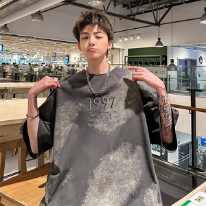 休闲扎染刺绣潮流短袖T桖港风文艺百搭痞帅上衣HY322TP35控58图片