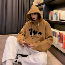 港风抖音直播得物品质宽松麂皮绒连帽卫衣W6023P48，男装卫衣，电商C408-1(原B339-1)
