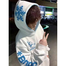 雪花刺绣连帽卫衣男秋冬加厚宽松情侣装毛巾绣外套帽衫WW18，女装短外套，星座1116A（原606A-3）