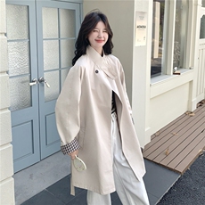 设计感中长款风衣外套女2025秋季新款韩系宽松系带休闲气质大衣潮，女装风衣，慧尚依恋