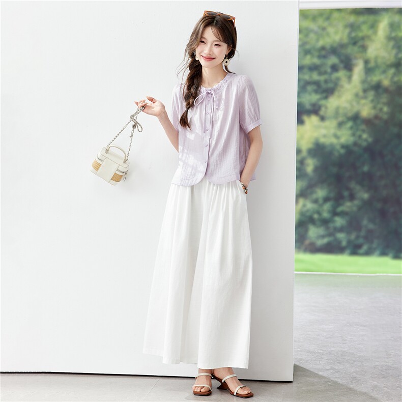 现货2026年夏季休闲时尚女士文艺风女两件套套装,女装套装/套裙,木子恋
